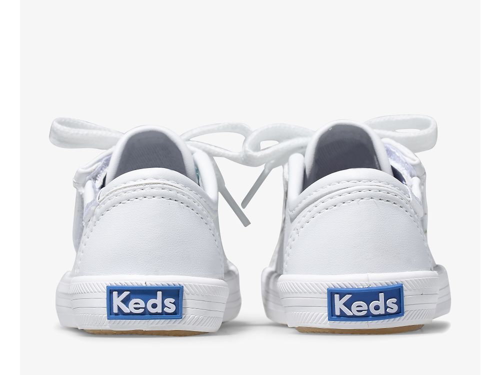 Keds Kickstart Jr. Nahkaiset Sneaker Tytön Tennarit Valkoinen | FI-21302