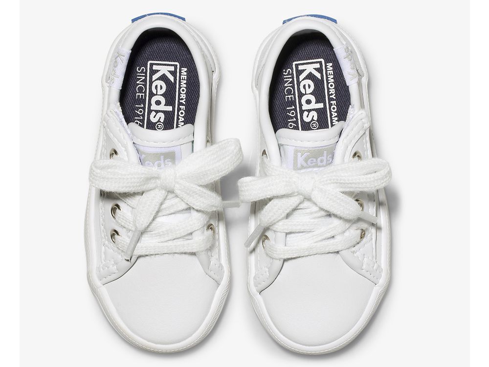 Keds Kickstart Jr. Nahkaiset Sneaker Tytön Tennarit Valkoinen | FI-21302