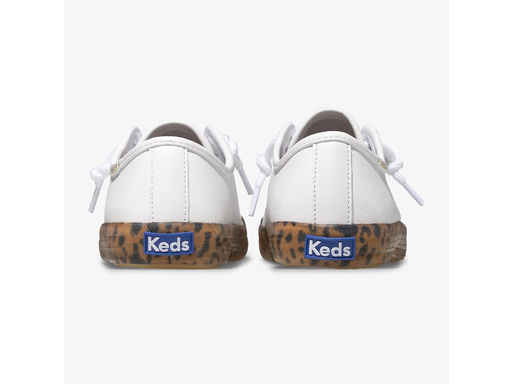 Keds Kickstart Leopard Foxing Sneaker Tytön Nahkakengät Valkoinen | FI-32570