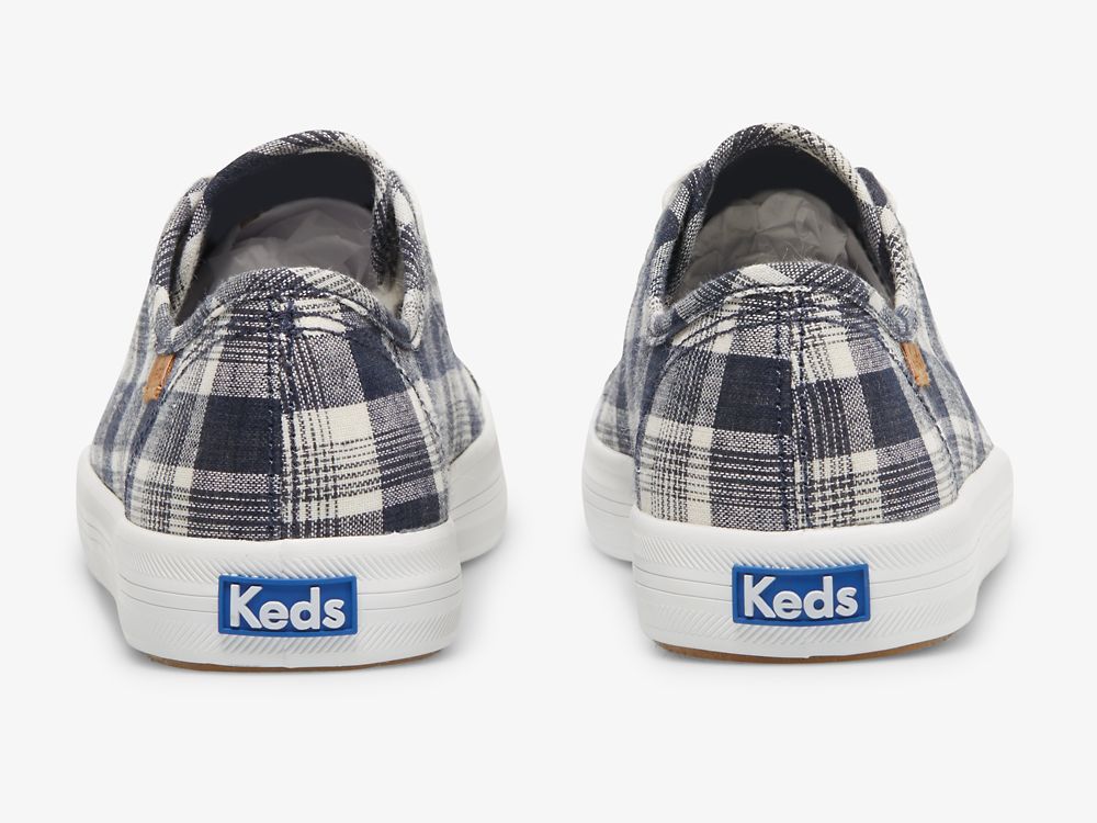 Keds Kickstart Linen Plaid Naisten Tenniskengät Sininen Monivärinen | FI-73097