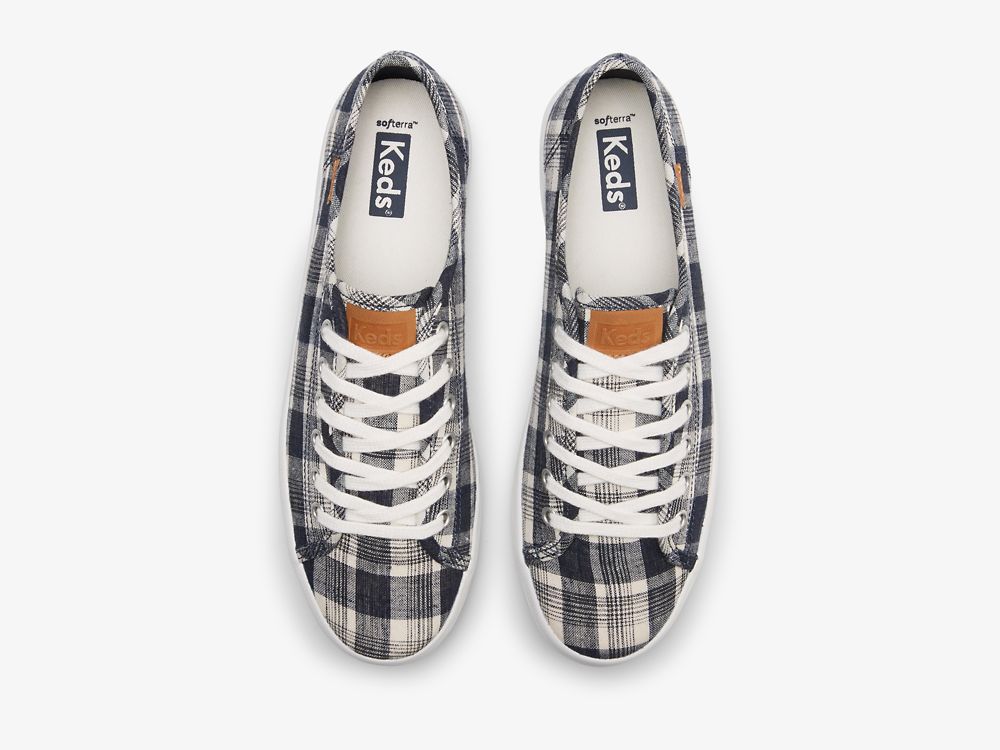 Keds Kickstart Linen Plaid Naisten Tenniskengät Sininen Monivärinen | FI-73097