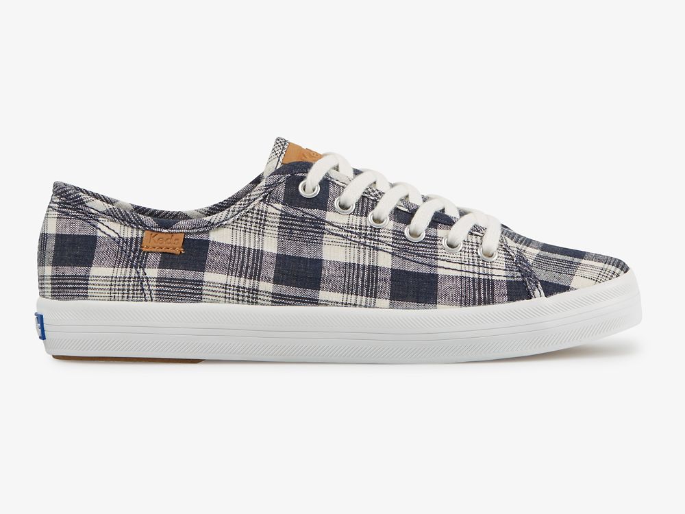 Keds Kickstart Linen Plaid Naisten Tenniskengät Sininen Monivärinen | FI-73097