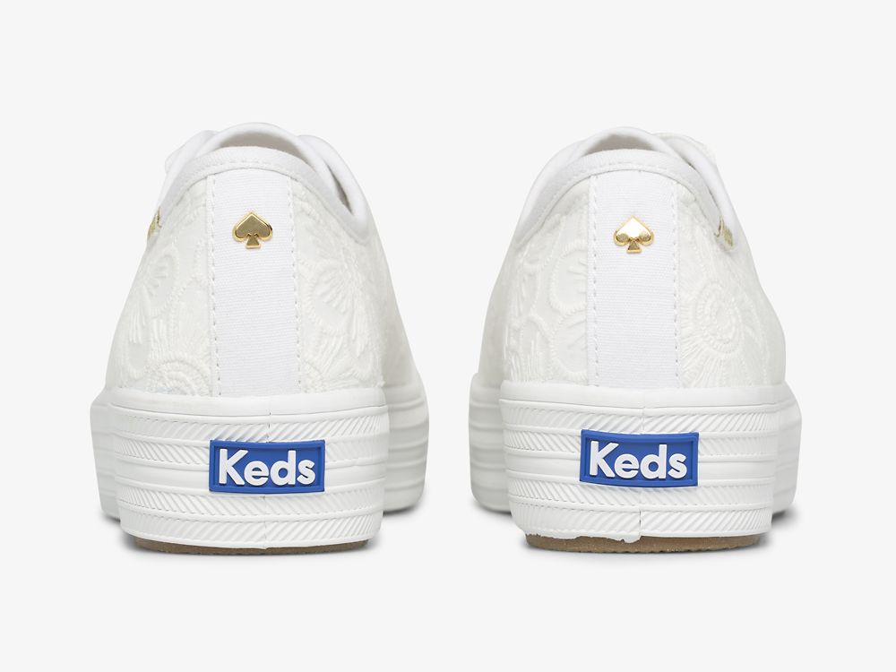 Keds Ksny Triple Kick Floral Eyelet Pearls Naisten Nauhakengät Valkoinen | FI-68706