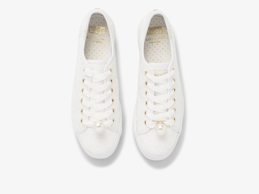 Keds Ksny Triple Kick Floral Eyelet Pearls Naisten Nauhakengät Valkoinen | FI-68706