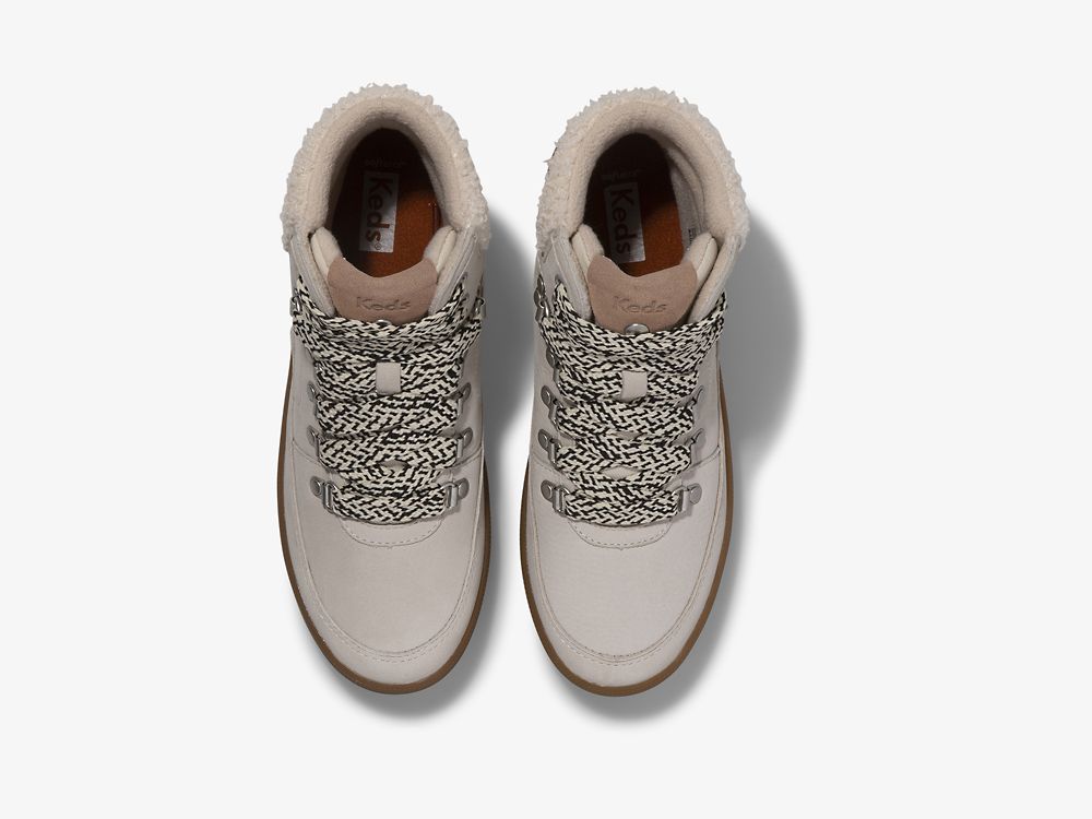 Keds Midland Boot Luxe Nahkaiset w/ Faux Shearling and Thinsulate™ Naisten Nauhakengät Kerma | FI-86796