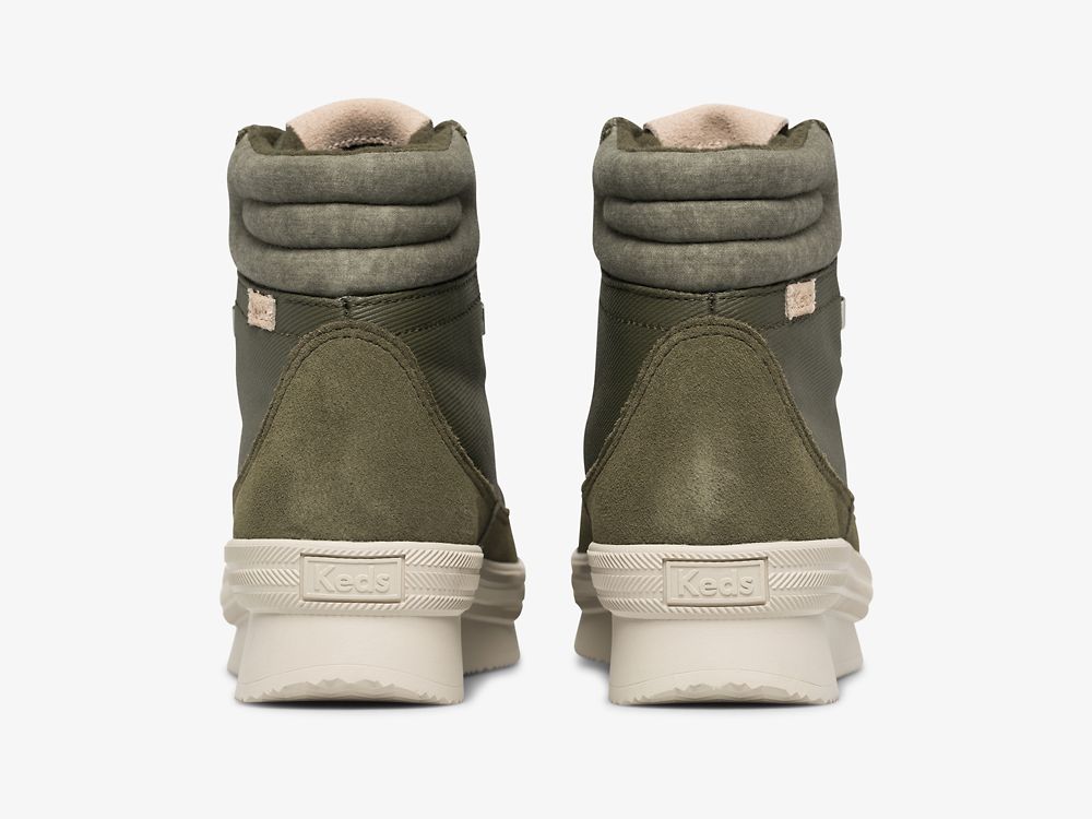 Keds Midland Boot Mokka & Splash Twill w/ Thinsulate™ Naisten Nauhakengät Vihreä | FI-54755