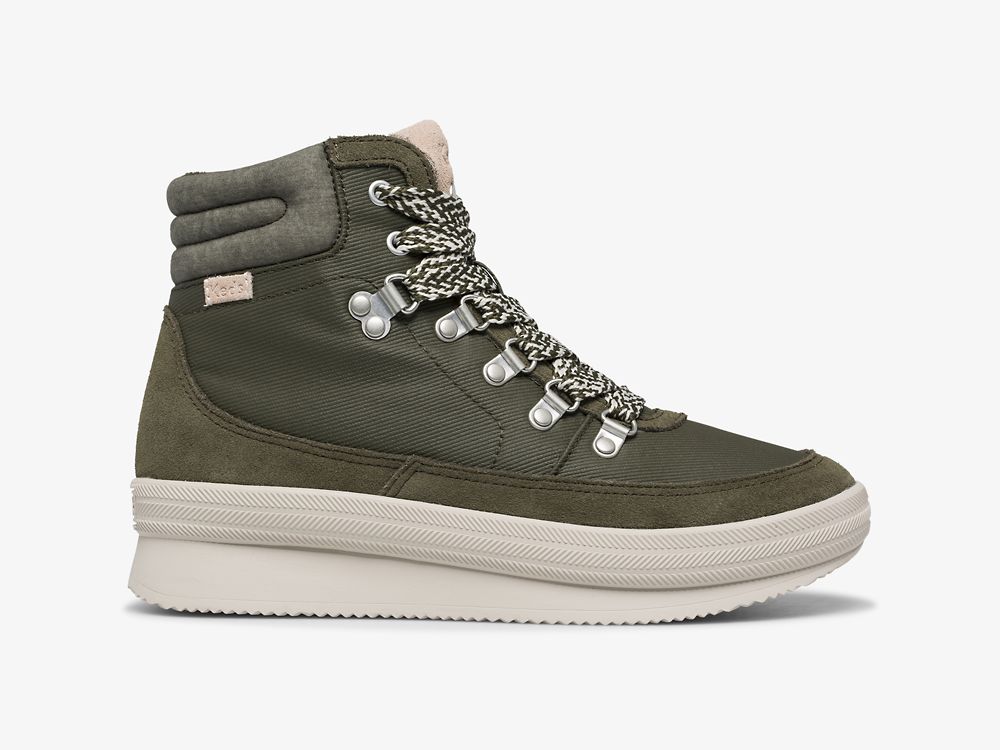 Keds Midland Boot Mokka & Splash Twill w/ Thinsulate™ Naisten Nauhakengät Vihreä | FI-54755