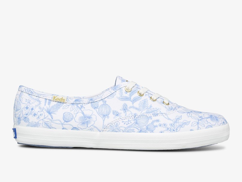 Keds Rifle Paper Co. Champion Aviary Naisten Nauhakengät Valkoinen Sininen | FI-38009