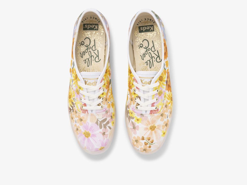 Keds Rifle Paper Co. Champion Marguerite Naisten Nauhakengät Pinkki Keltainen Monivärinen | FI-22204