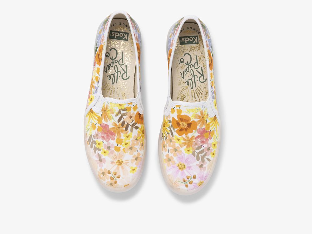 Keds Rifle Paper Co. Double Decker Marguerite Naisten SlipOnTennarit Pinkki | FI-18770