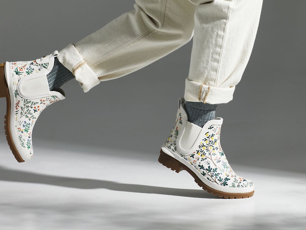 Keds Rifle Paper Co. Rowan Rain Boot Menagerie Naisten Kumisaappaat Valkoinen Vihreä | FI-37421