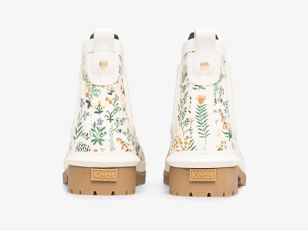 Keds Rifle Paper Co. Rowan Rain Boot Menagerie Naisten Kumisaappaat Valkoinen Vihreä | FI-37421