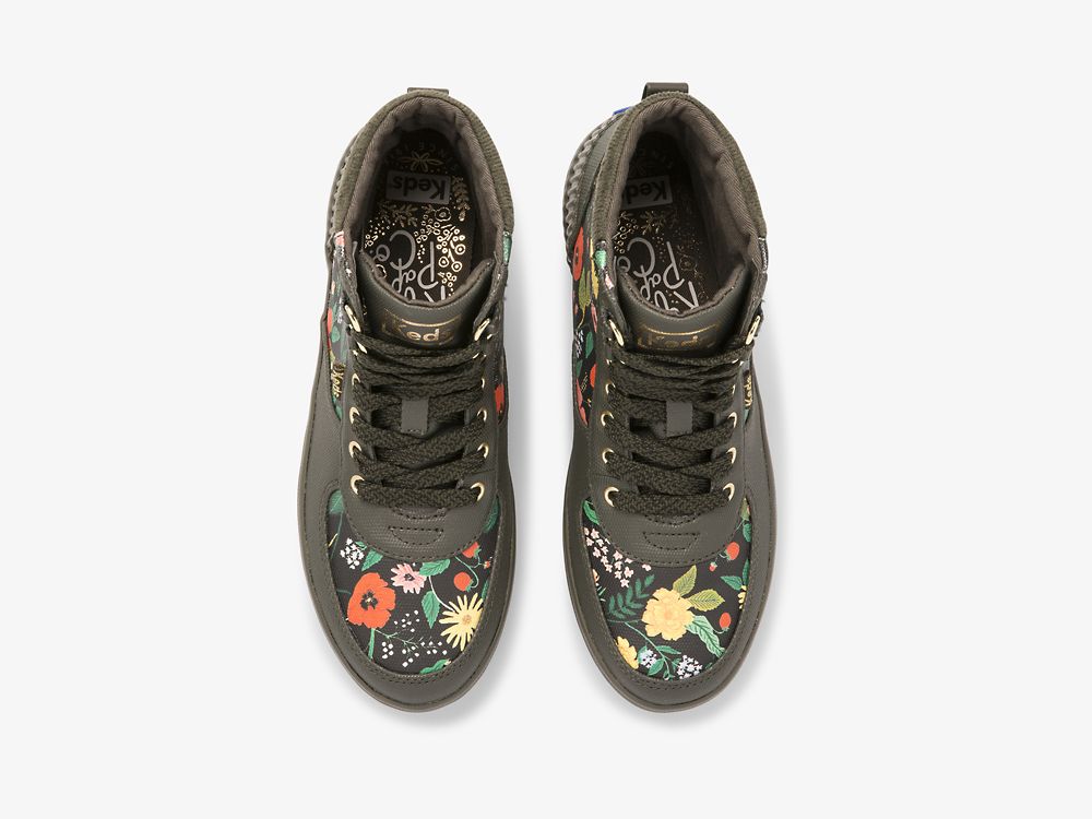 Keds Rifle Paper Co. Scout Boot Vesi-resistant Botanical Canvas W/ Thinsulate™ Naisten Nauhakengät Oliivinvihreä | FI-40682