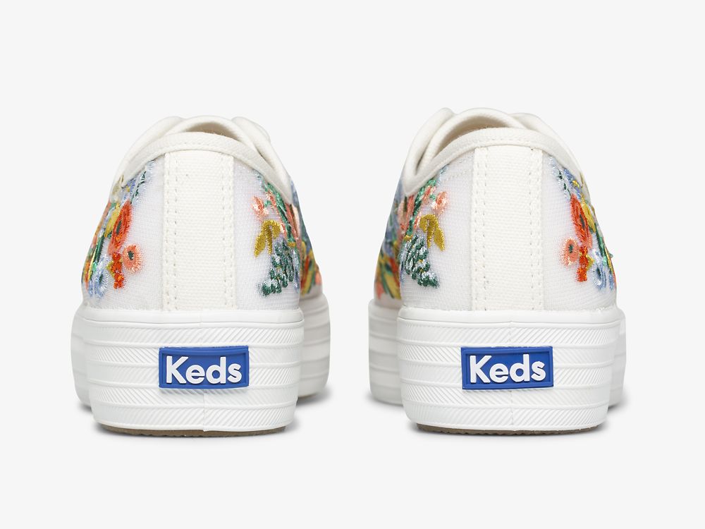 Keds Rifle Paper Co. Triple Kick Citrus Garden Party Naisten Nauhakengät Valkoinen | FI-23345