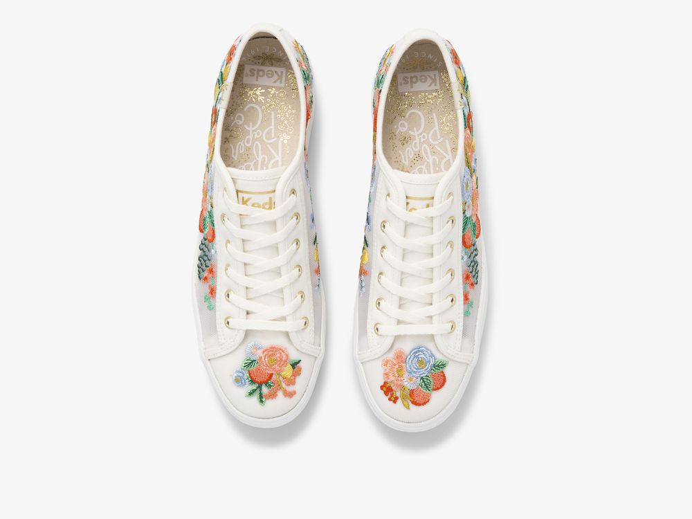 Keds Rifle Paper Co. Triple Kick Citrus Garden Party Naisten Nauhakengät Valkoinen | FI-23345