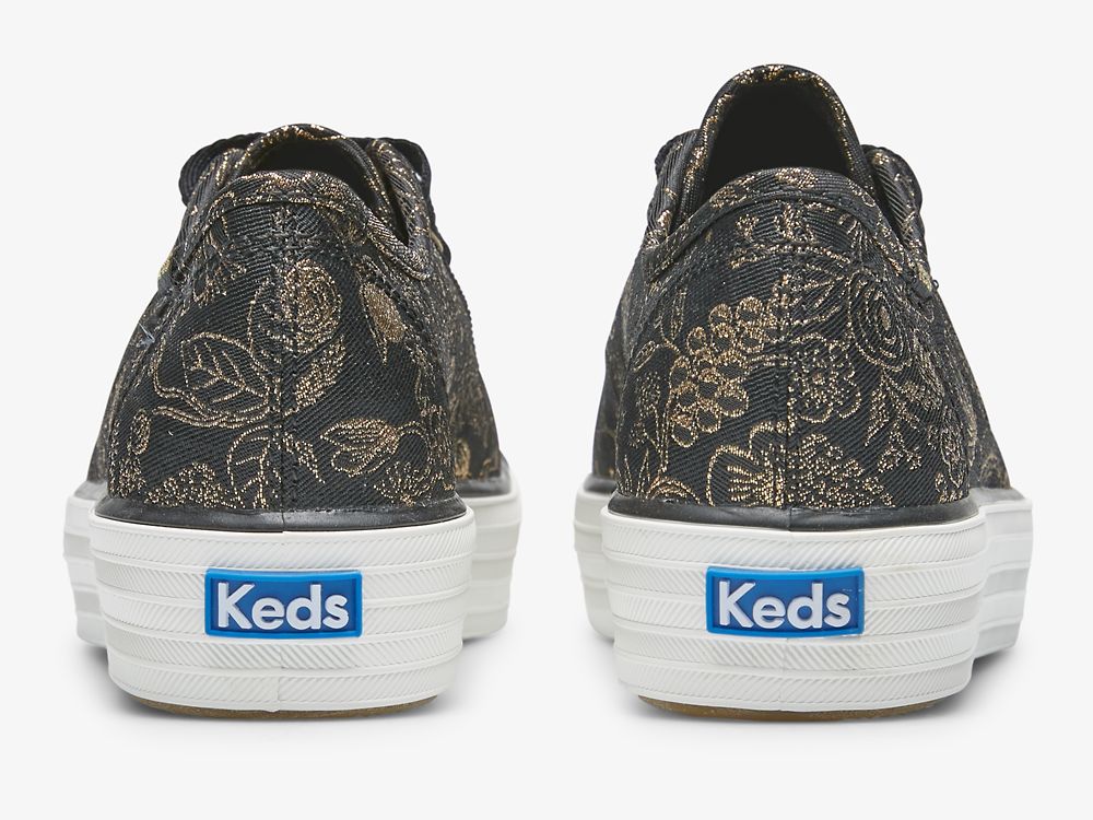 Keds Rifle Paper Co. Triple Kick Colette Jacquard Naisten Nauhakengät Mustat | FI-13908