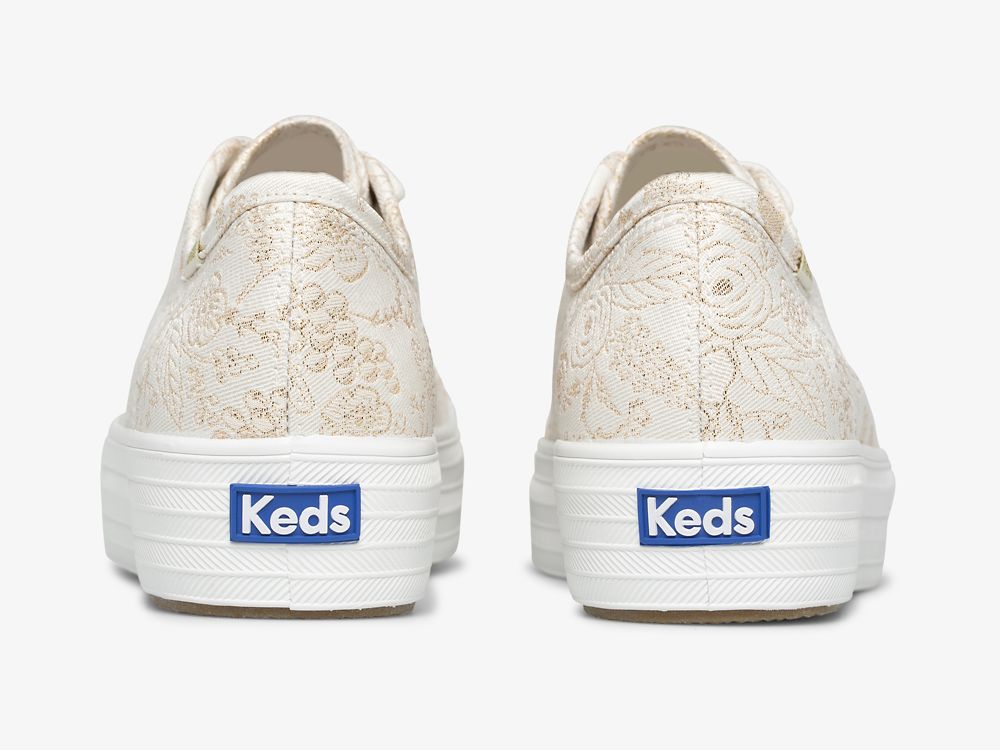 Keds Rifle Paper Co. Triple Kick Colette Jacquard Naisten Nauhakengät Valkoinen | FI-19196