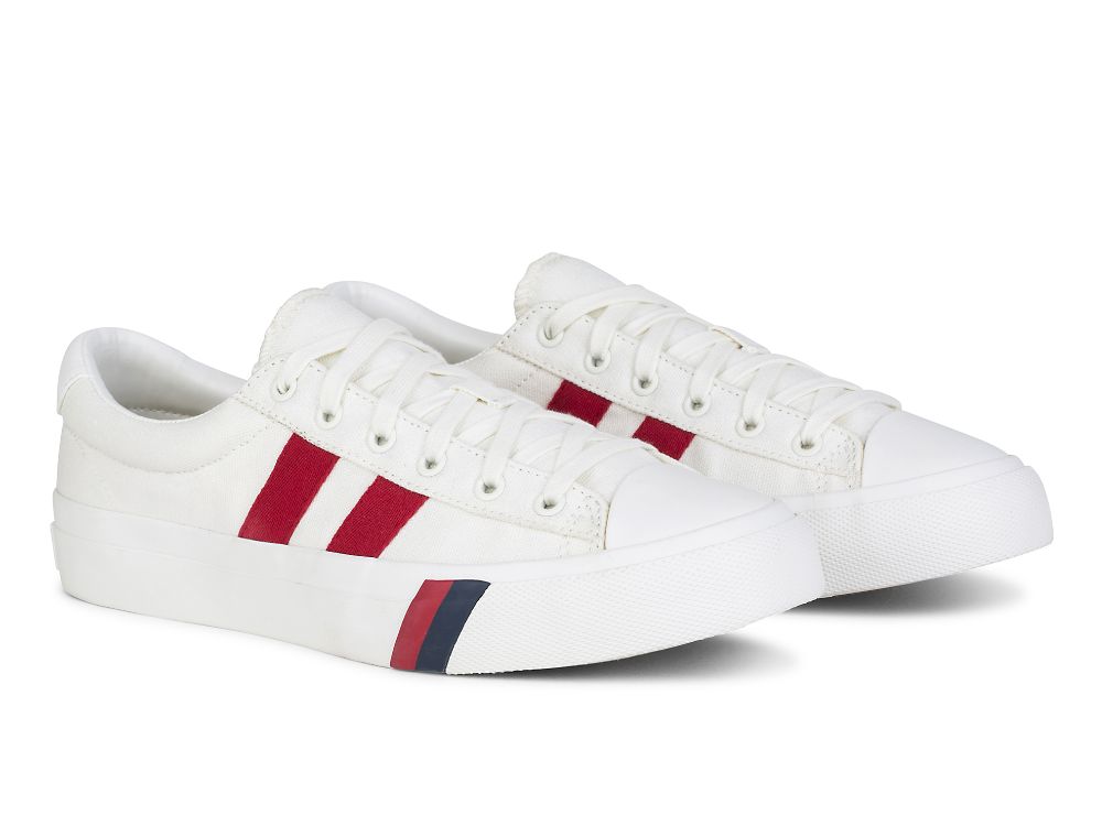 Keds Royal Plus Canvas Miesten Tennarit Valkoinen Punainen | FI-17112