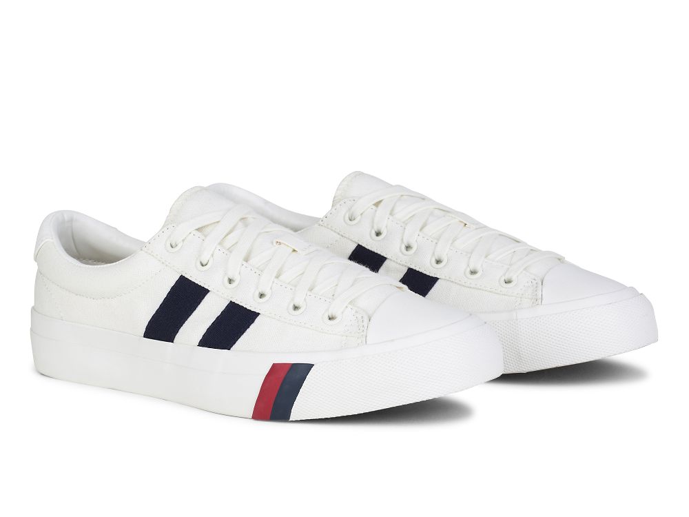 Keds Royal Plus Canvas Miesten Tennarit Valkoinen Laivastonsininen | FI-89232