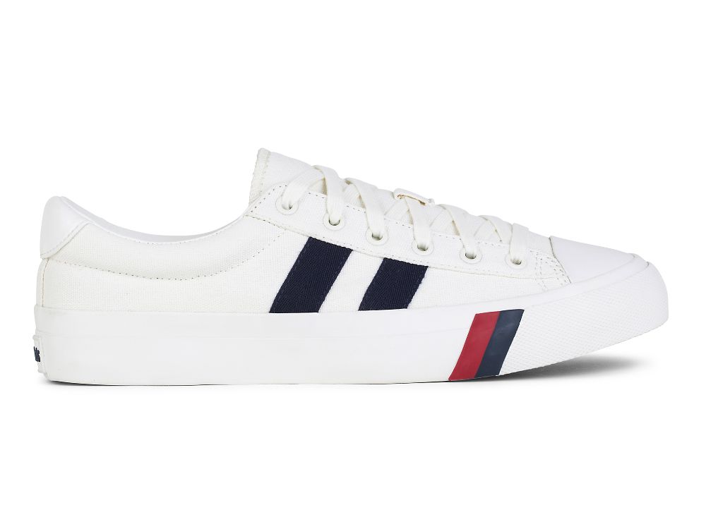 Keds Royal Plus Canvas Miesten Tennarit Valkoinen Laivastonsininen | FI-89232