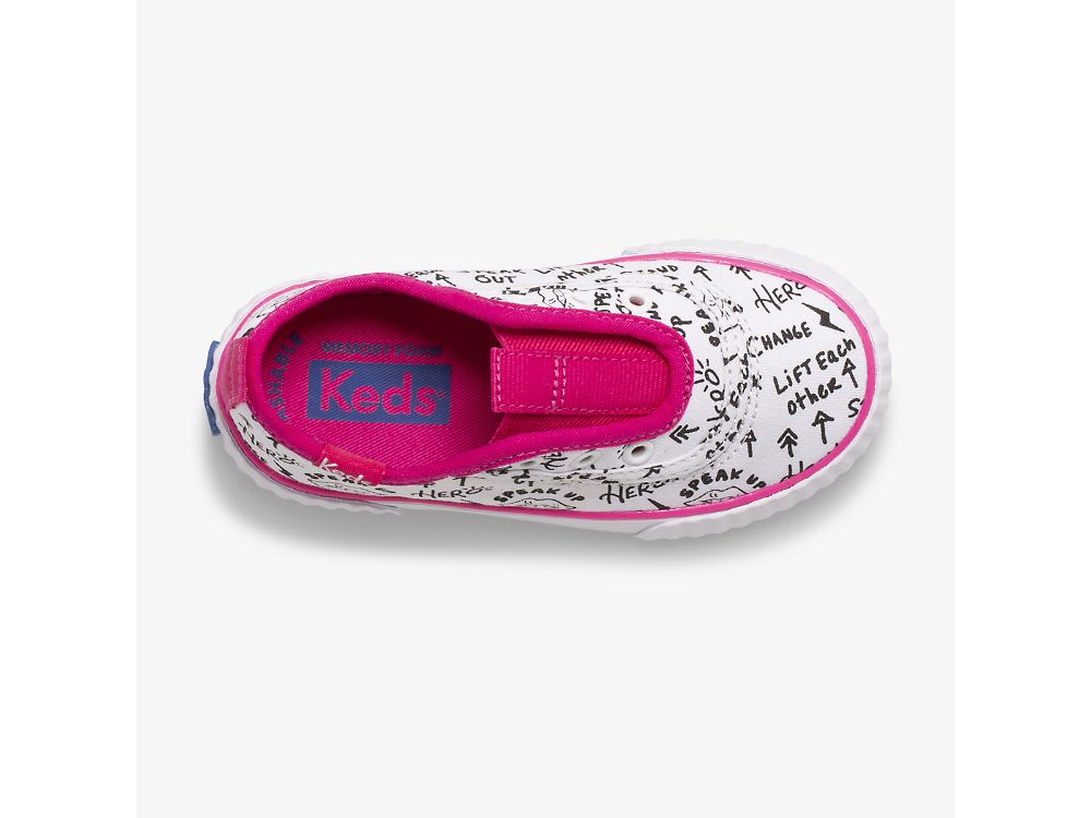 Keds Topkick Washable Slip On Jr Tytön SlipOnTennarit Valkoinen Pinkki | FI-85549