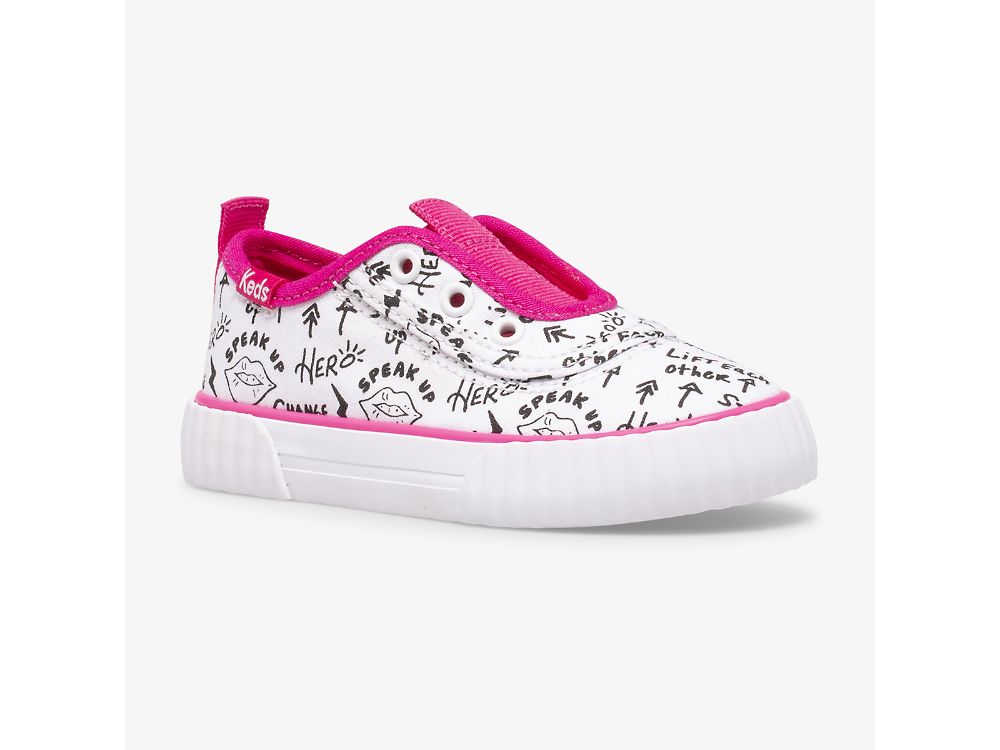 Keds Topkick Washable Slip On Jr Tytön SlipOnTennarit Valkoinen Pinkki | FI-85549