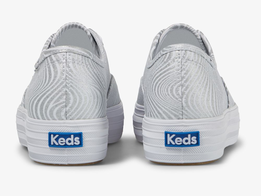 Keds Triple CVO Metallic Naisten Alustan Kengät Valkoinen Hopea | FI-62347