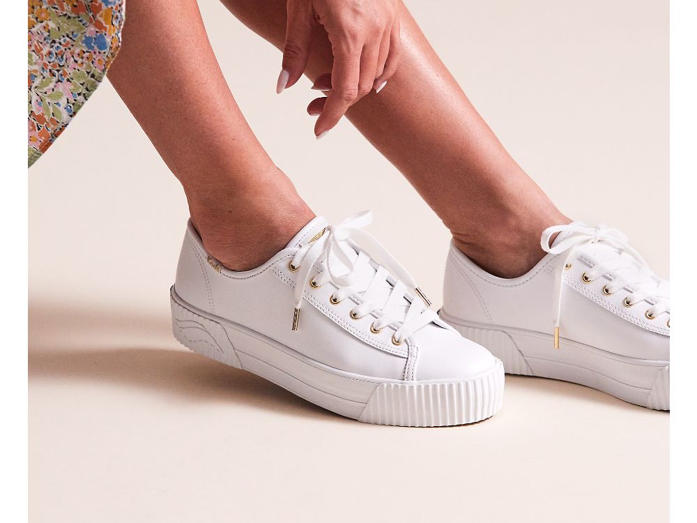 Keds Triple Kick AMP Nahkaiset Naisten Nauhakengät Valkoinen | FI-68628