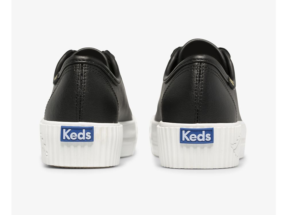 Keds Triple Kick AMP Nahkaiset Naisten Nauhakengät Mustat | FI-88791