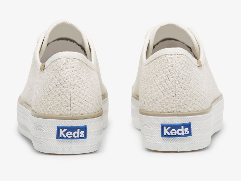 Keds Triple Kick Metallic Woven Naisten Tenniskengät Kerma Kultaiset | FI-20806