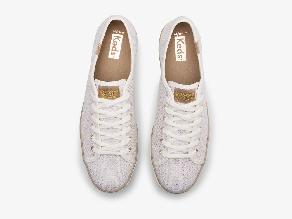 Keds Triple Kick Metallic Woven Naisten Tenniskengät Kerma Kultaiset | FI-20806