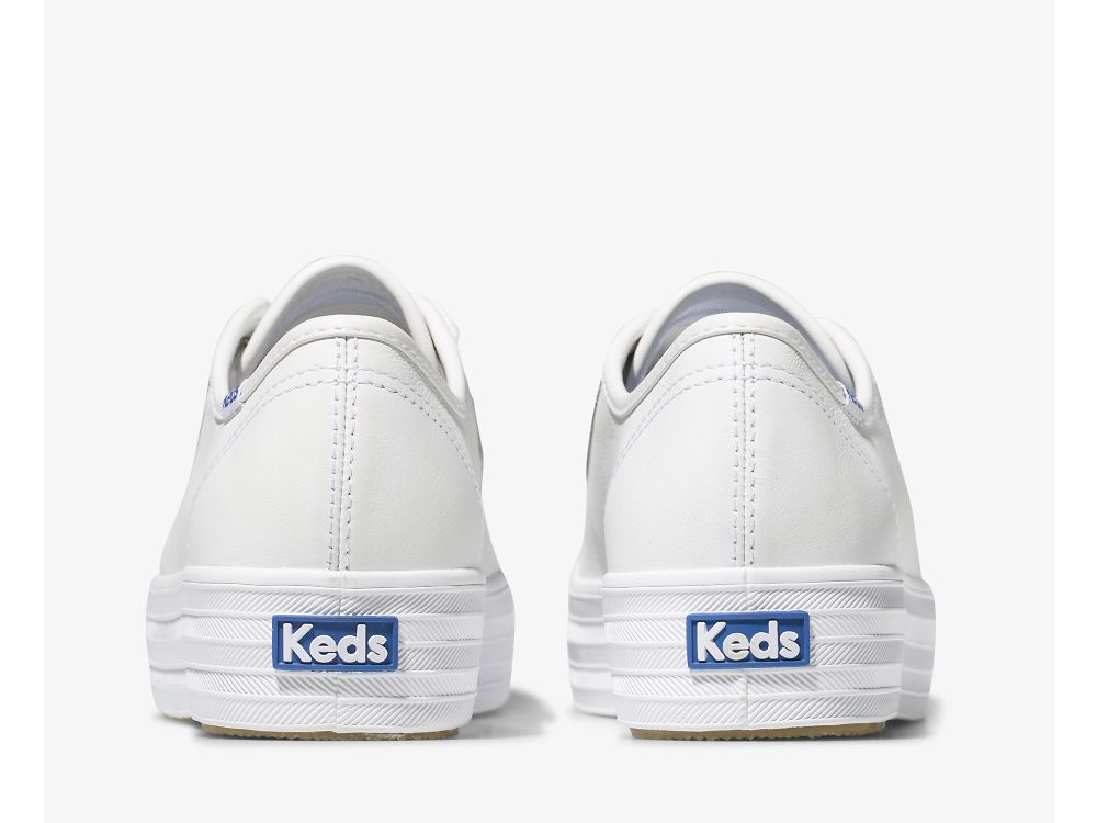 Keds Triple Kick Nahkaiset Naisten Alustan Kengät Valkoinen | FI-63463