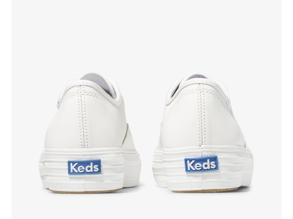 Keds Triple Nahkaiset Naisten Nahkakengät Valkoinen | FI-20840