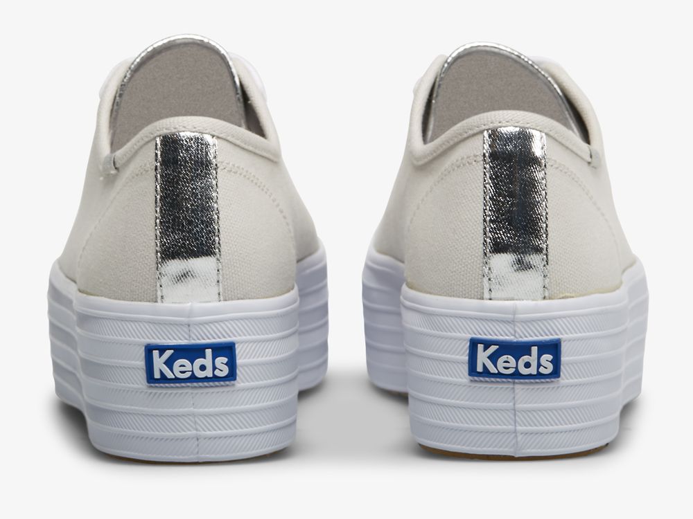 Keds Triple Up Canvas Naisten Alustan Kengät Harmaat Hopea | FI-50766