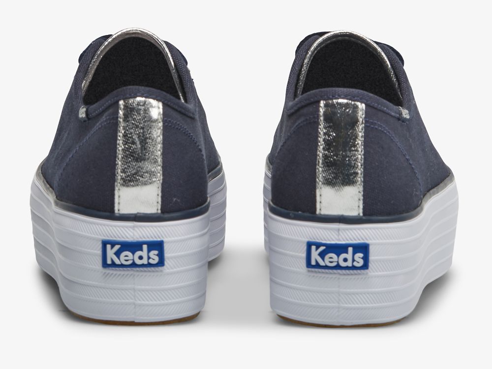 Keds Triple Up Canvas Naisten Tenniskengät Laivastonsininen Hopea | FI-31631