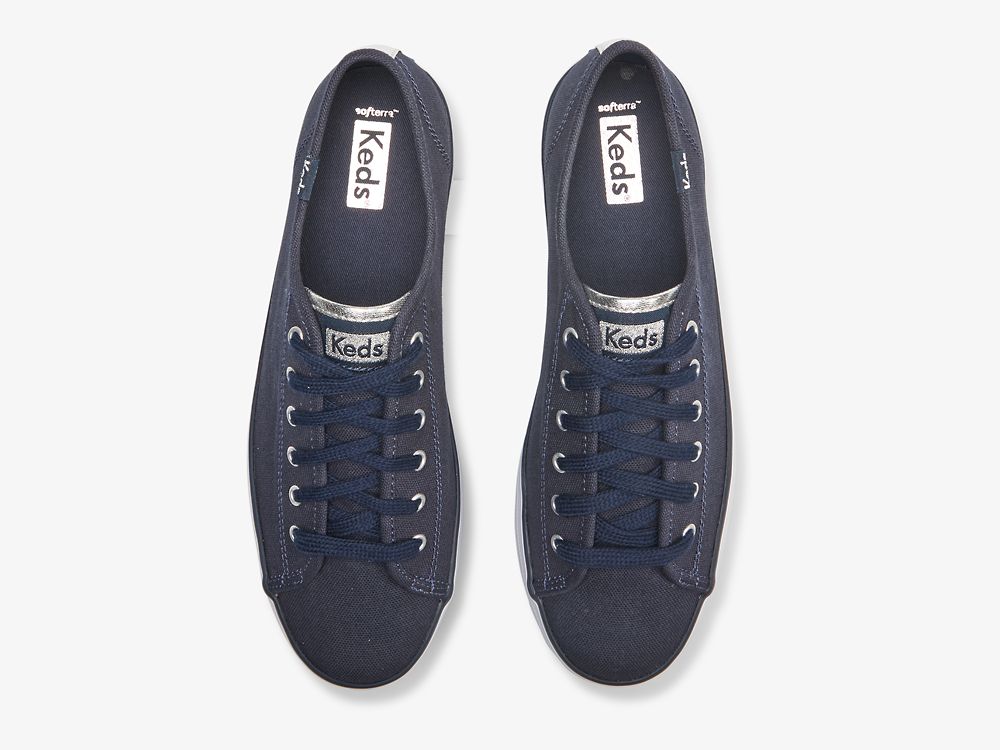 Keds Triple Up Canvas Naisten Tenniskengät Laivastonsininen Hopea | FI-31631