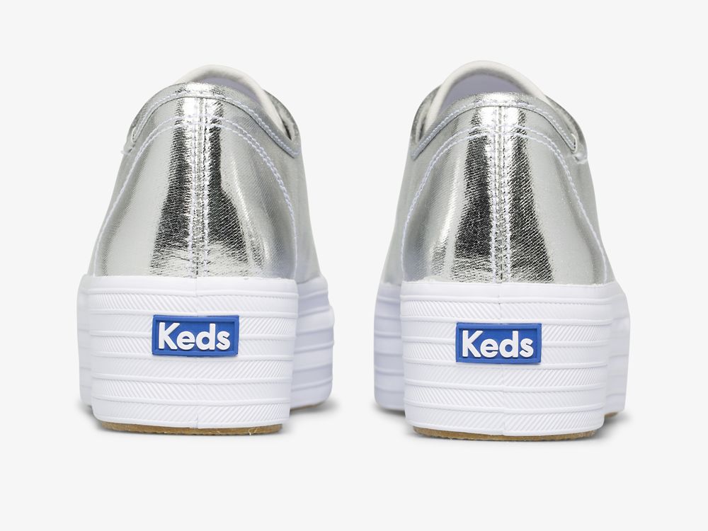 Keds Triple Up Metallic Twill Naisten Alustan Kengät Hopea | FI-04462