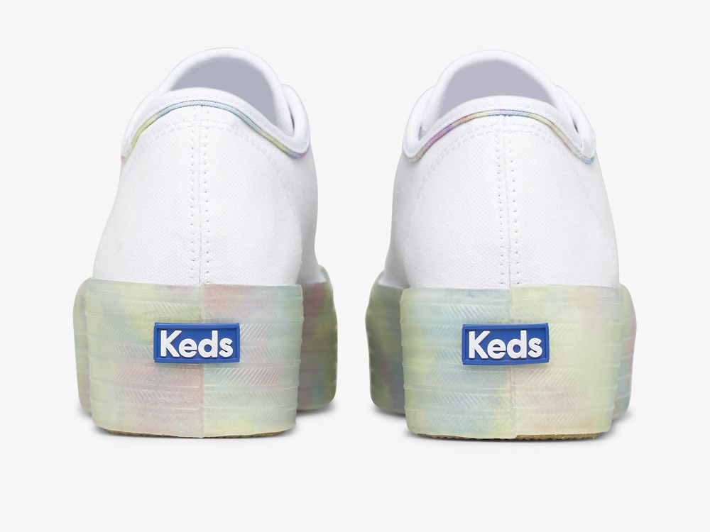 Keds Triple Up Tie Dye Foxing Naisten Alustan Kengät Valkoinen Monivärinen | FI-73207