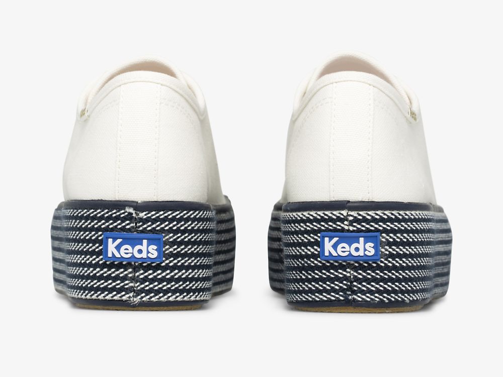 Keds Triple Up Webbing Canvas Naisten Tenniskengät Valkoinen Laivastonsininen | FI-41566