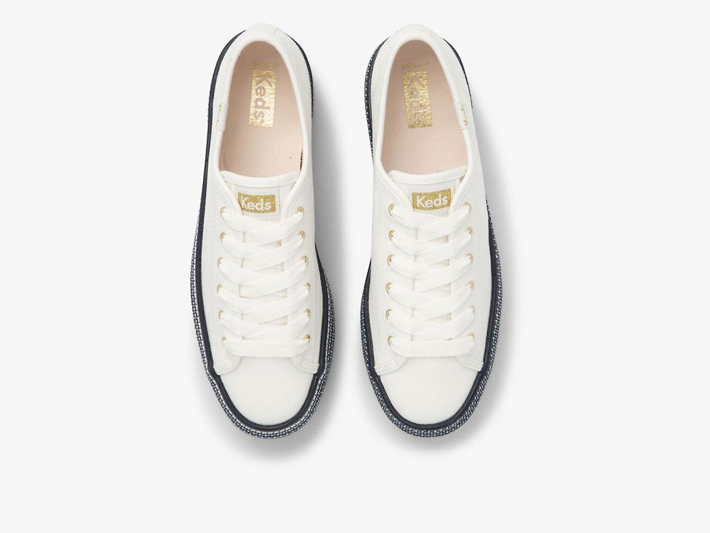 Keds Triple Up Webbing Canvas Naisten Tenniskengät Valkoinen Laivastonsininen | FI-41566