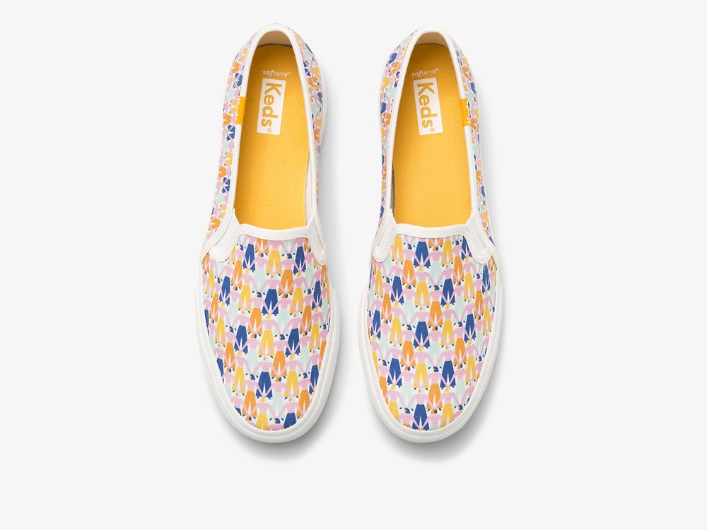 Keds Washable Double Decker Rainbow Women Naisten SlipOnTennarit Valkoinen Monivärinen | FI-31046