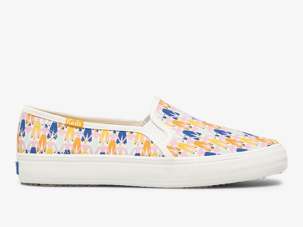 Keds Washable Double Decker Rainbow Women Naisten SlipOnTennarit Valkoinen Monivärinen | FI-31046